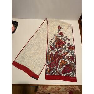 Vintage HATTIE CARNEGIE Red Pink Orange Paisley Neck Scarf 100% Silk Japan
